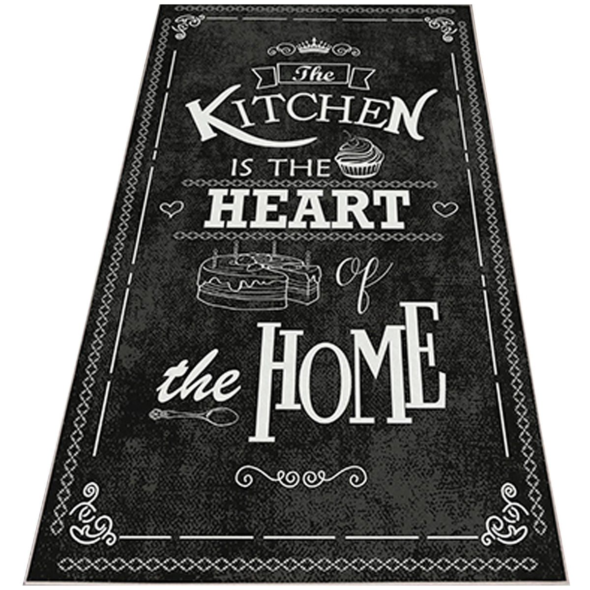 Alfombra poliéster HeartOfTheHome negro 80x150cm