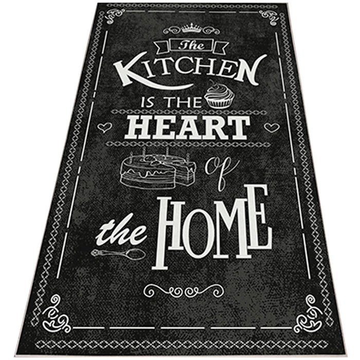 Alfombra poliéster HeartOfTheHome negro 80x150cm