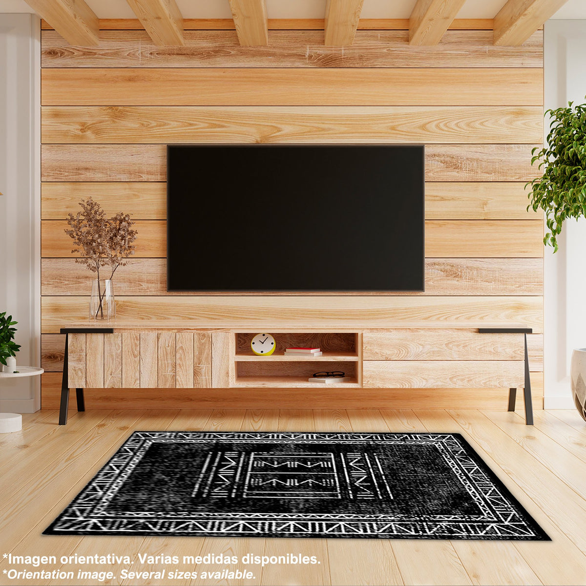 Alfombra poliéster estampada 80x120 cm modelo Nine negro (7)