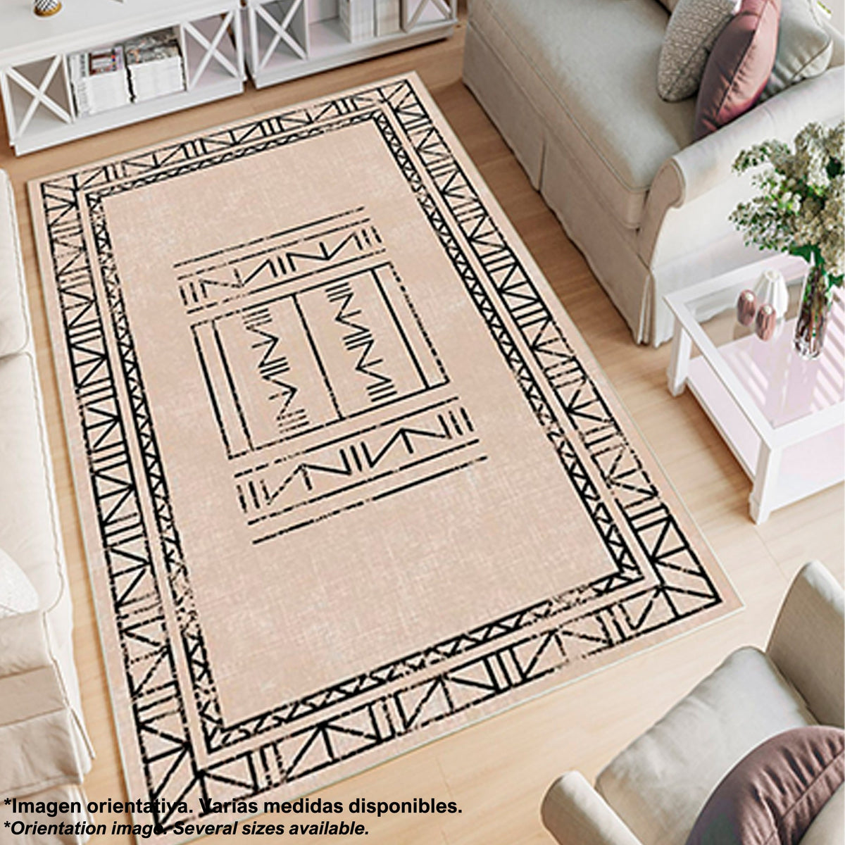 Alfombra poliéster estampada 60x100 cm modelo Nine crema (6)