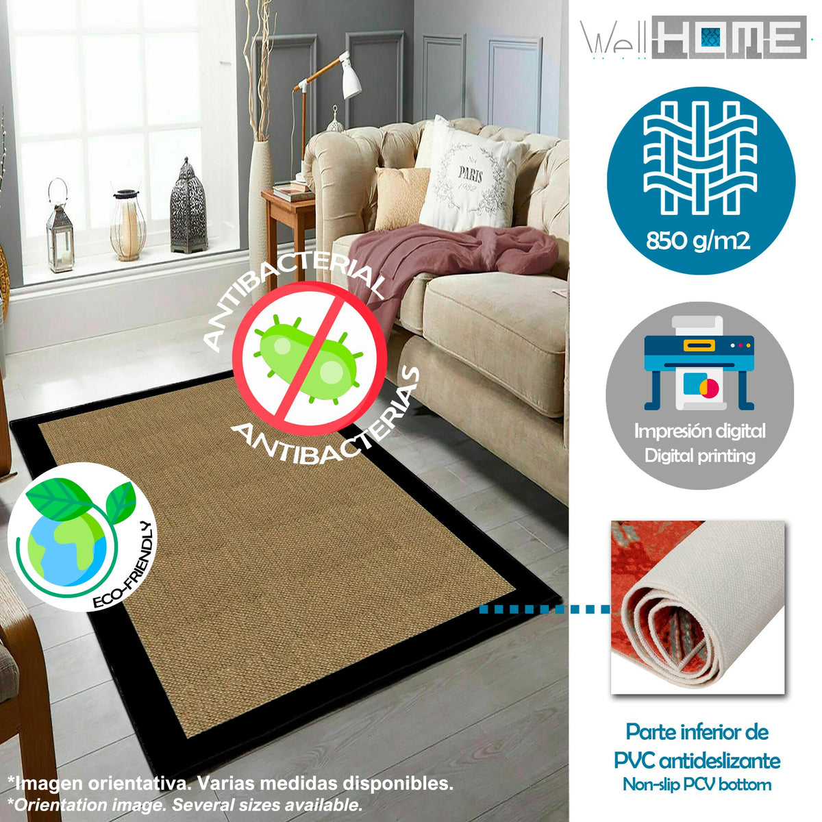 Alfombra poliéster estampada 100x150 cm modelo WH0979 multicolor (3)