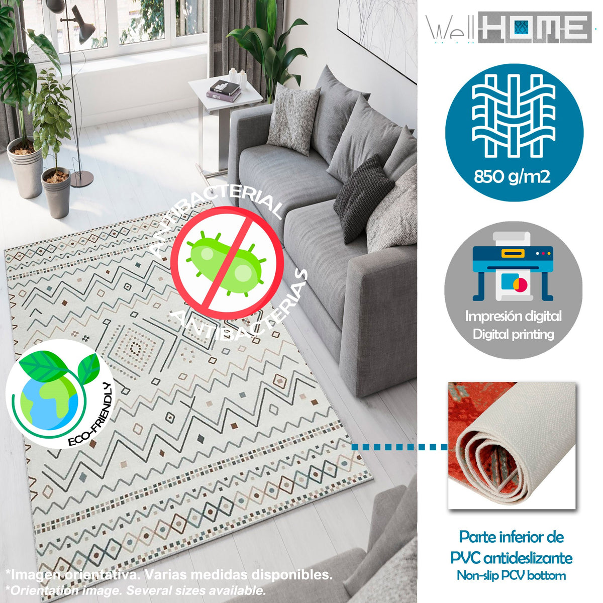 Alfombra poliéster estampada 60x100 cm modelo Hexagon multicolor (3)