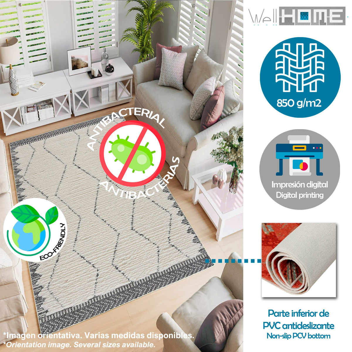 Alfombra poliéster estampada 60x100 cm modelo Waves multicolor (3)