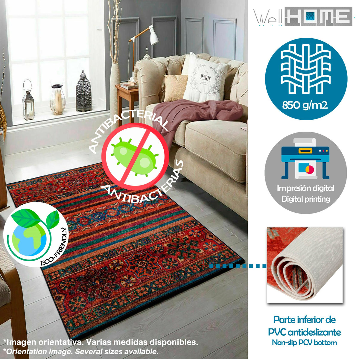 Alfombra poliéster estampada 100x150 cm modelo Trinket multicolor (3)