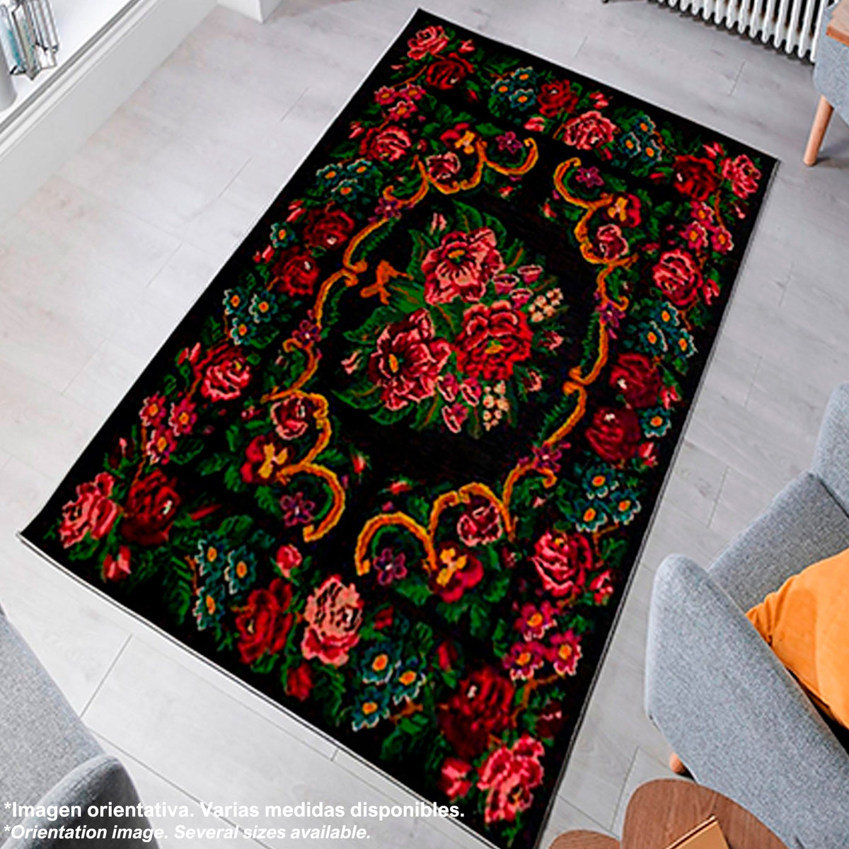 Alfombra poliéster estampada 80x120 cm modelo Flowers multicolor (6)