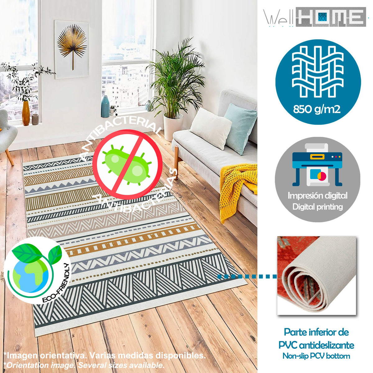Alfombra poliéster estampada 80x150 cm modelo Navajo multicolor (3)
