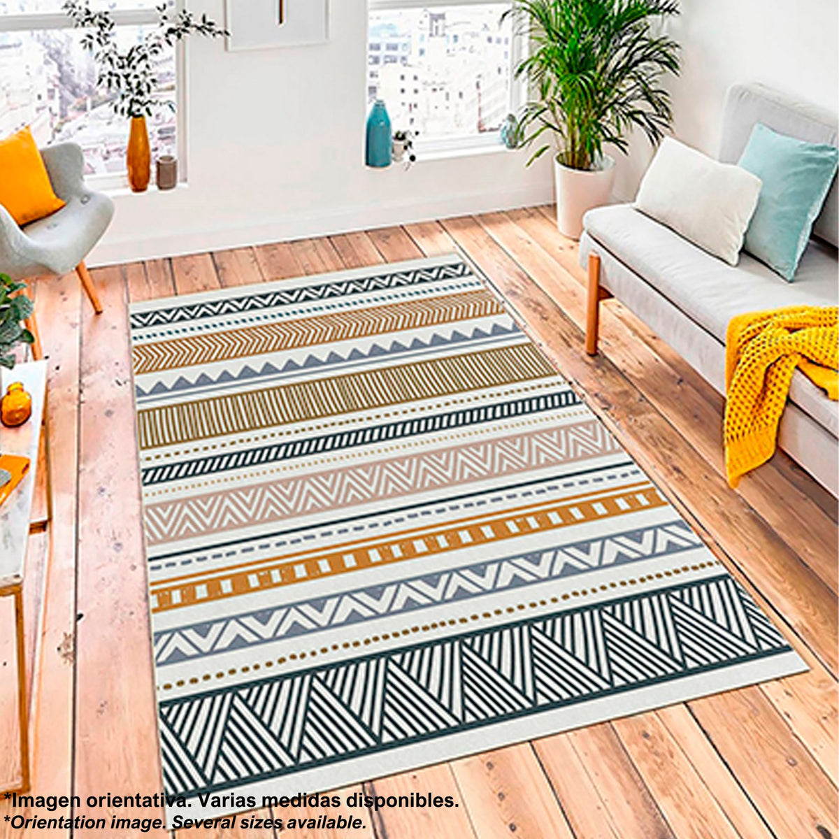 Alfombra poliéster estampada 80x150 cm modelo Navajo multicolor (6)