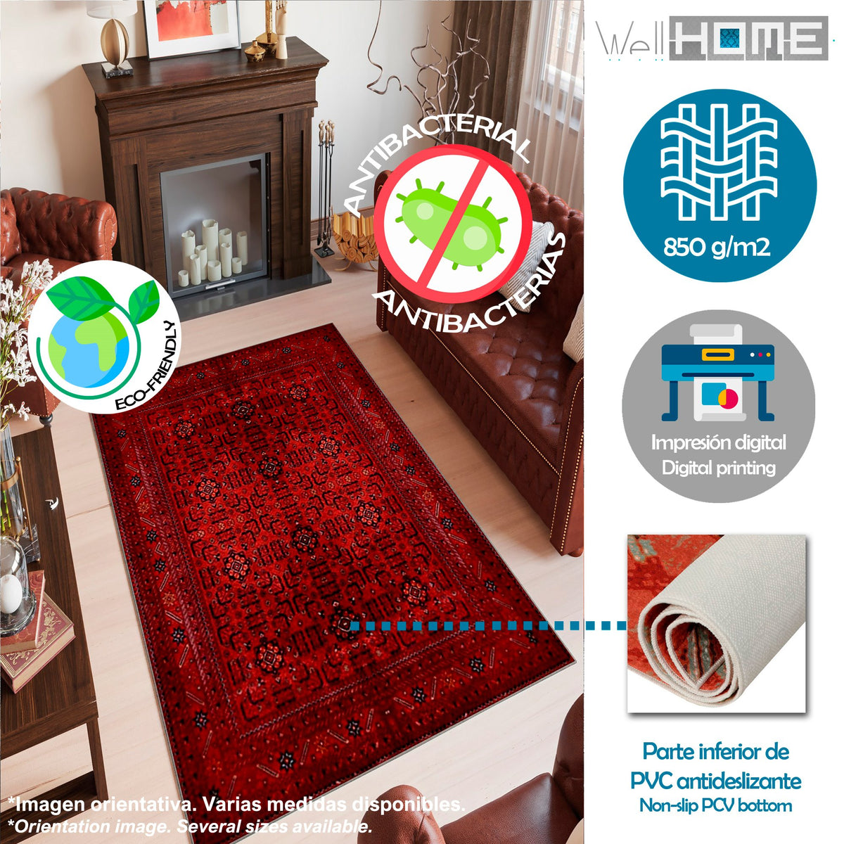 Alfombra poliéster estampada 80x120 cm modelo TheRoom multicolor (3)