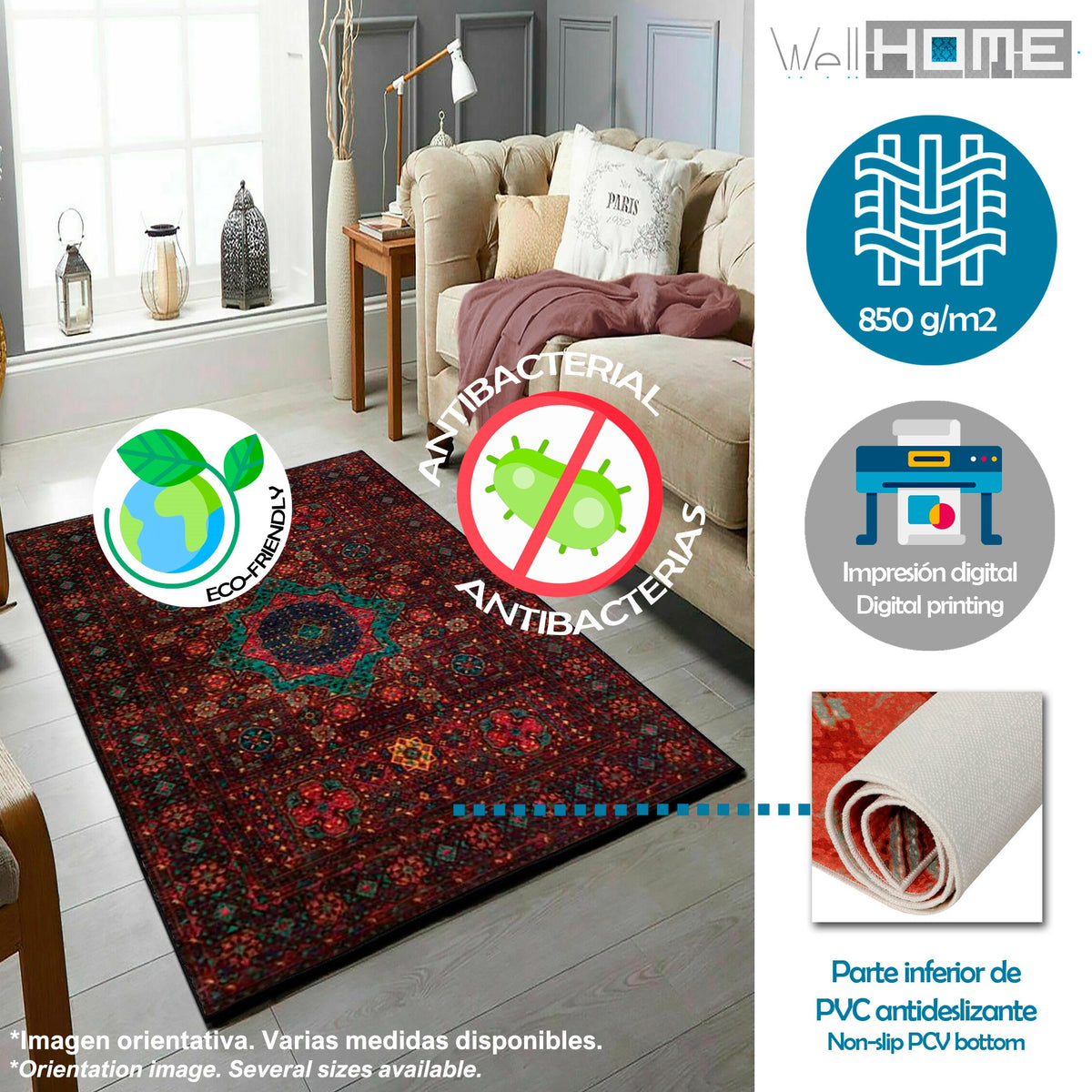 Alfombra poliéster estampada 100x150 cm modelo TheCult multicolor (3)