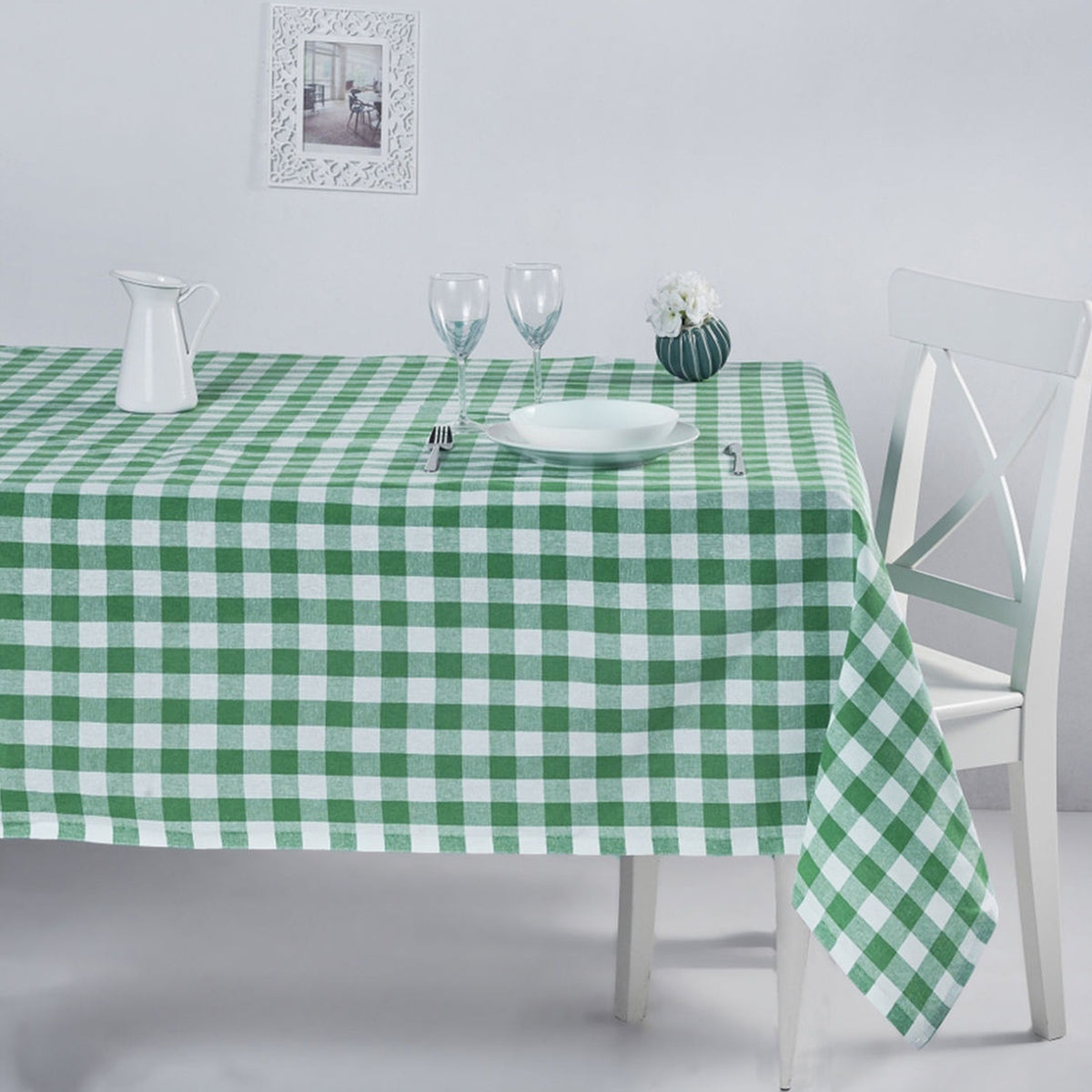Mantel de cuadros 160x160 cm verde