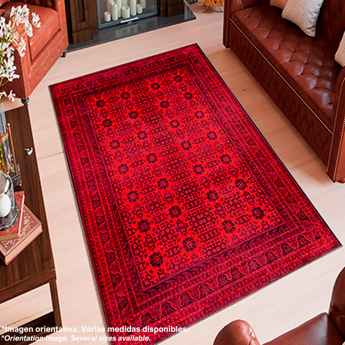 Alfombra poliéster estampada 80x150 cm modelo WH1011 rojo (6)