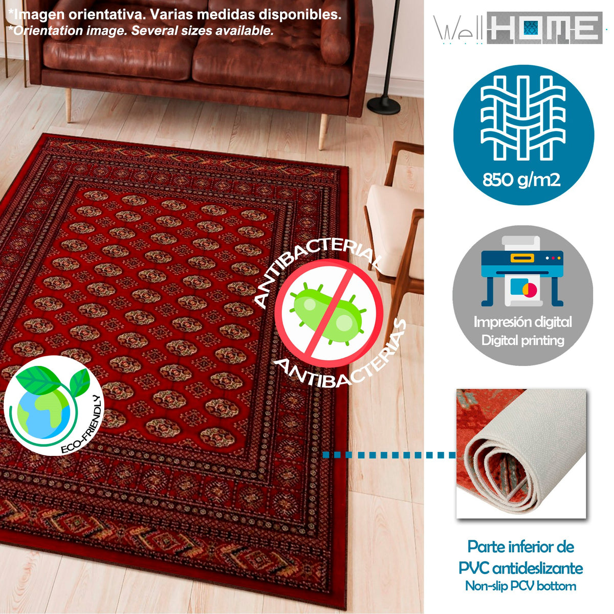 Alfombra poliéster estampada 80x120 cm modelo WH1015 multicolor (3)