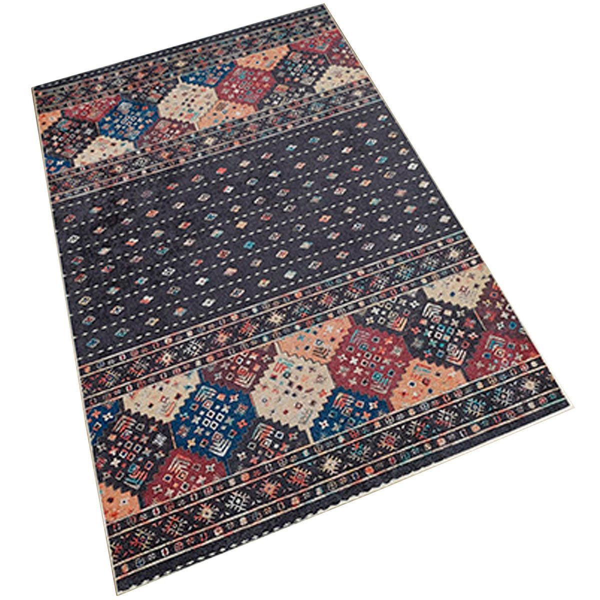 Alfombra poliéster estampada TheHighway negro 80x120cm