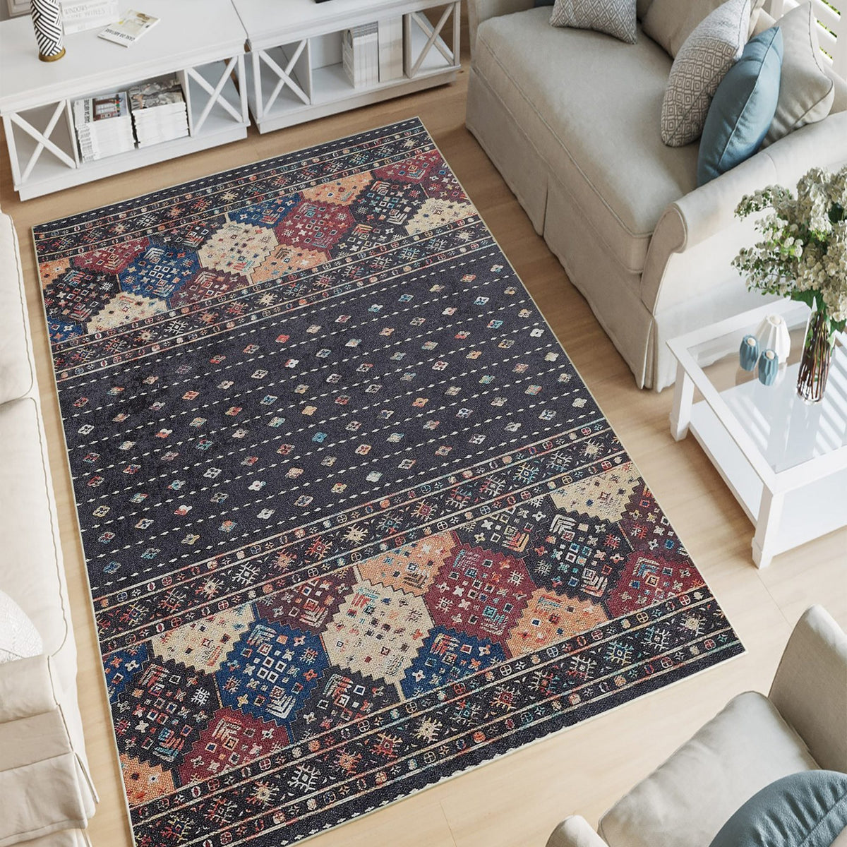 Alfombra poliéster estampada TheHighway negro 80x120cm (7)