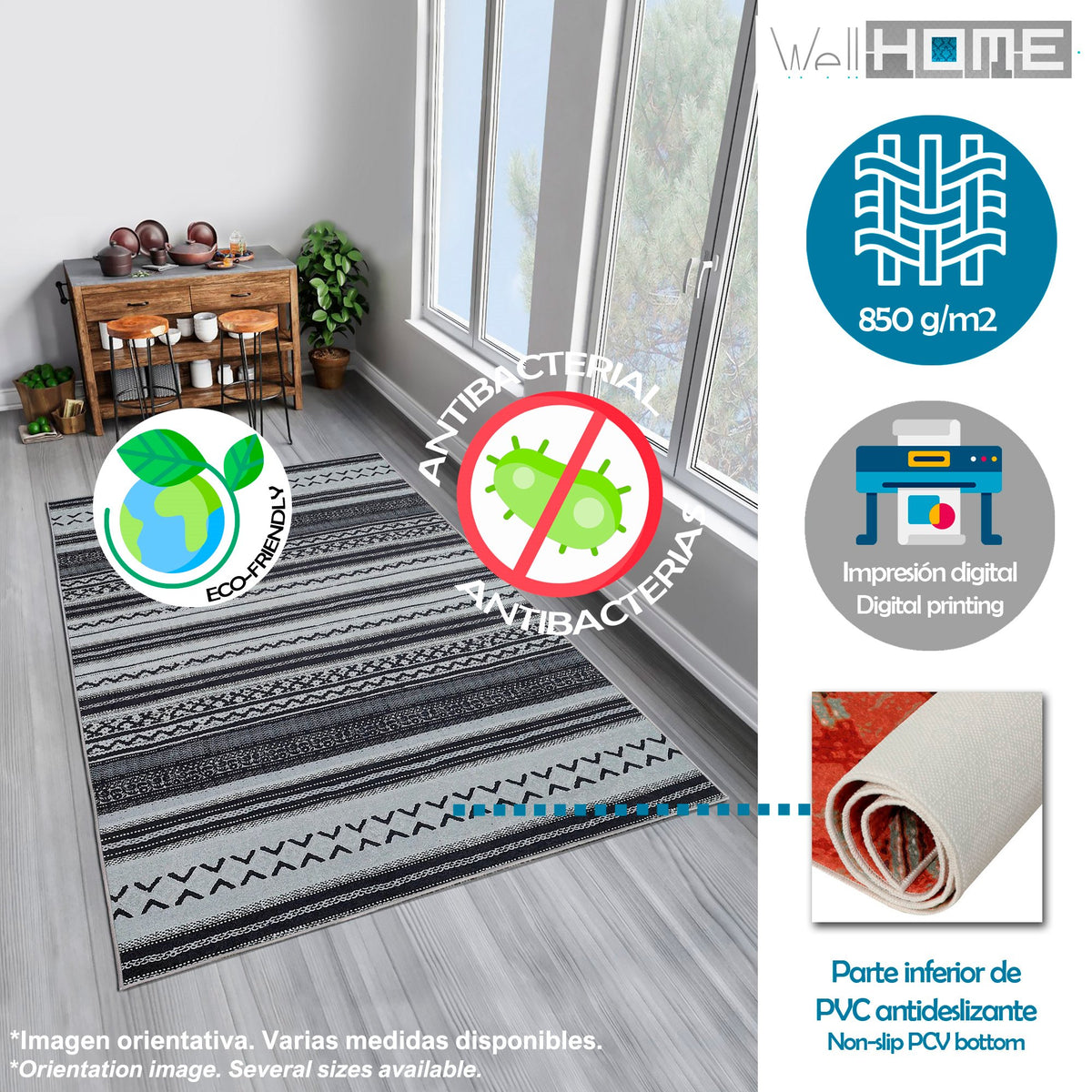 Alfombra poliéster estampada 80x150 cm modelo WH1023 multicolor (3)