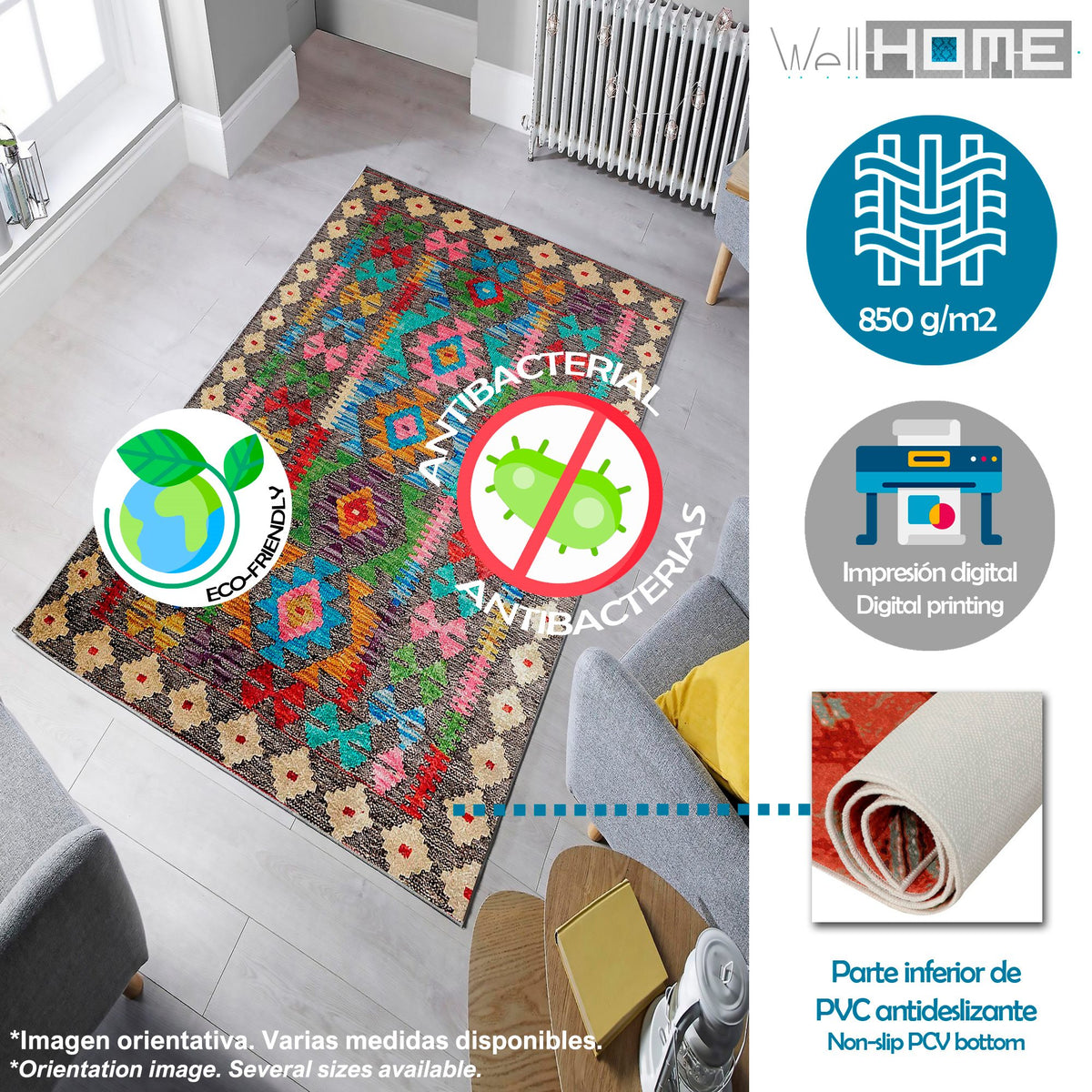 Alfombra poliéster estampada DiamondRim 60x100cm (3)