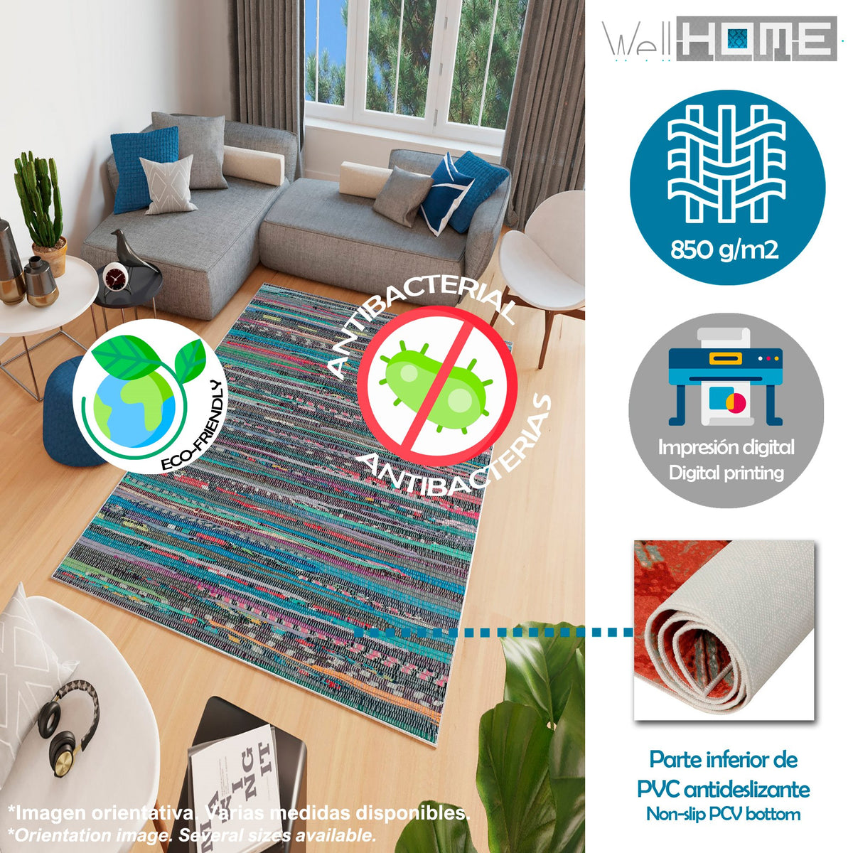 Alfombra poliéster estampada 100x150 cm modelo WH1028 multicolor (3)