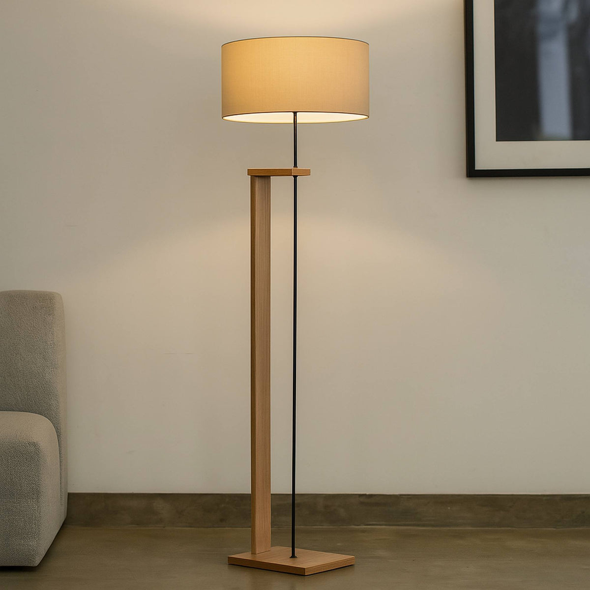 Lámpara de pie 150 cm marrón claro casquillo E27 Max 60 W (4)