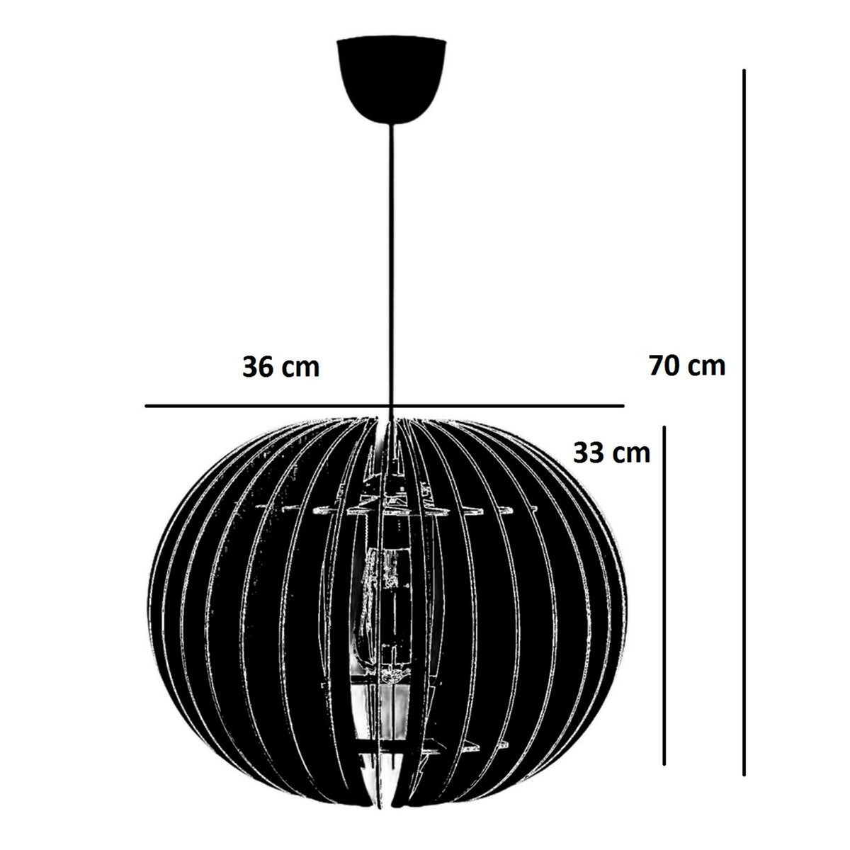 Lámpara de techo 70 cm nogal casquillo E27 max 60W (3)