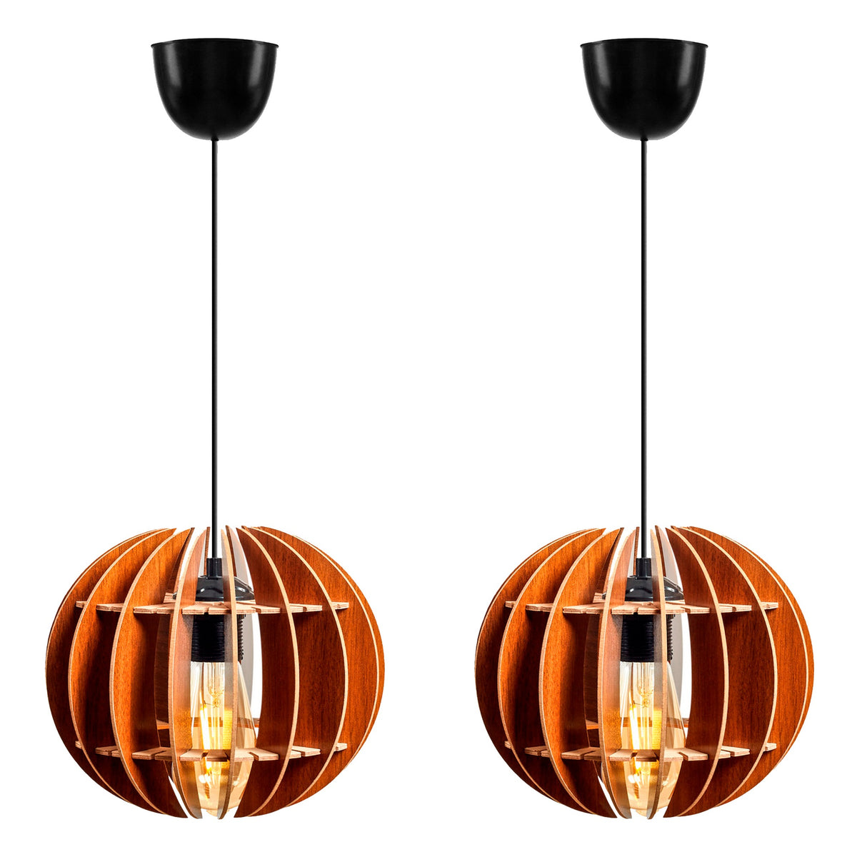 Set 2 lámparas de techo 60 cm nogal casquillo E27 max 60W