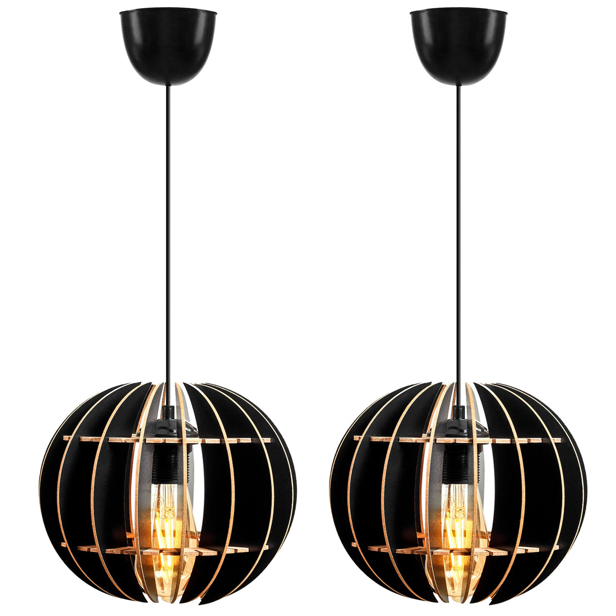 Set 2 lámparas de techo 60 cm negro casquillo E27 max 60W