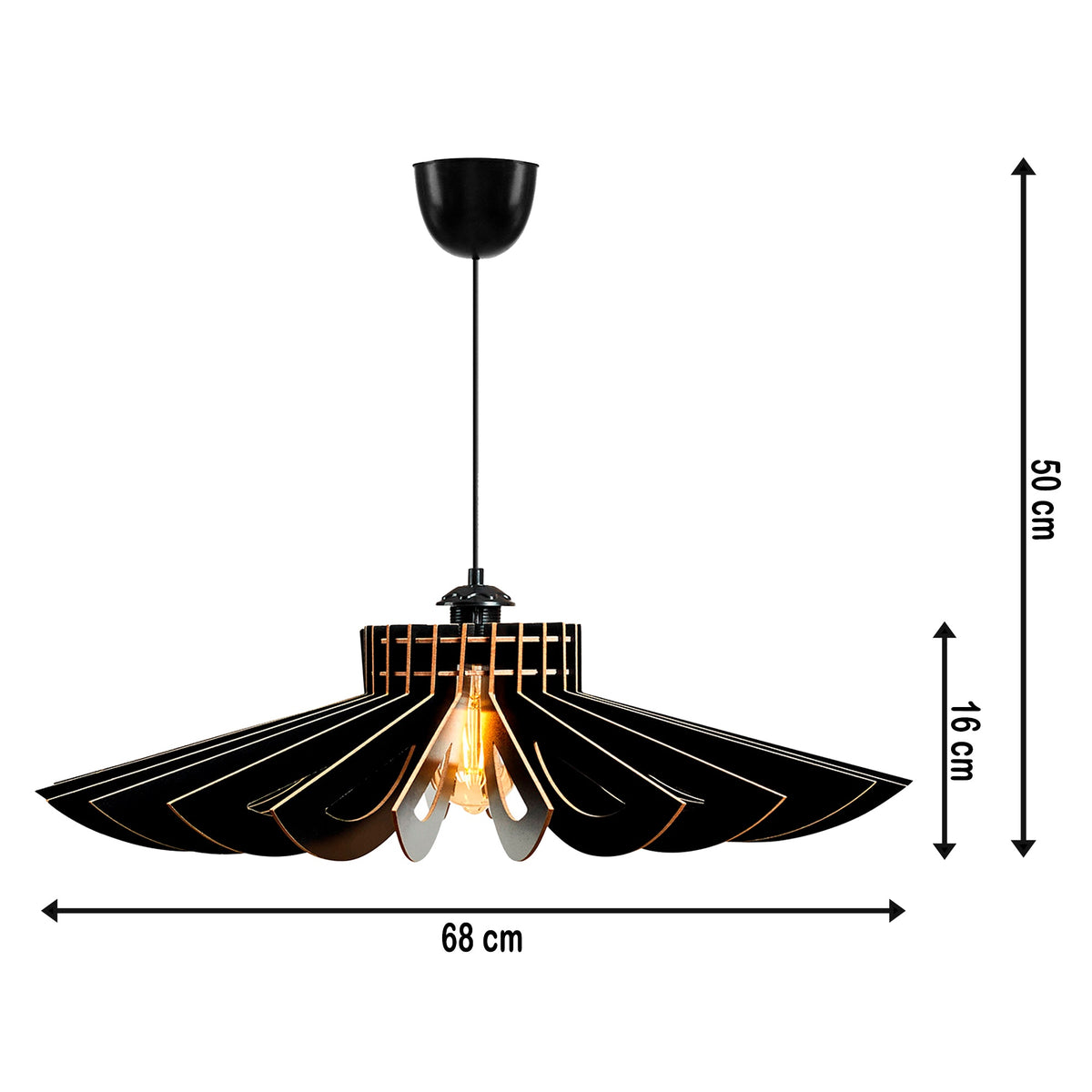 Lámpara de techo 50 cm negro casquillo E27 max 60W (3)