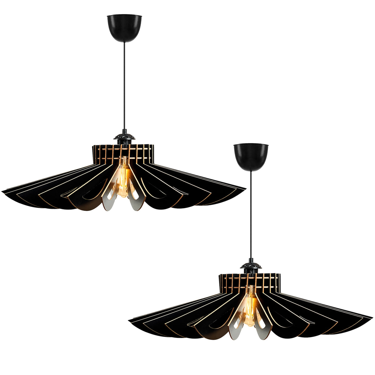 Set 2 lámparas de techo 45 cm negro casquillo E27 max 60W