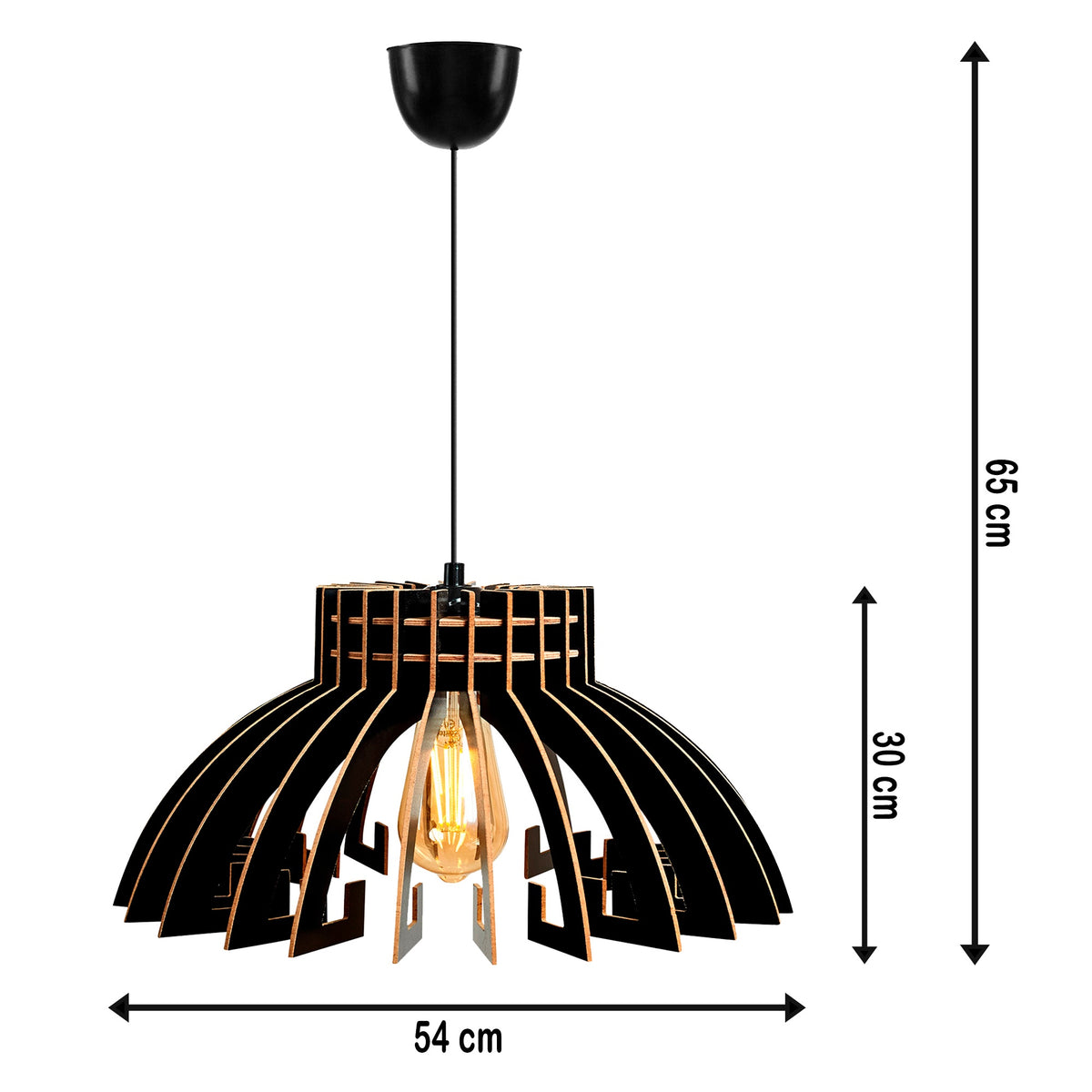 Lámpara de techo 65 cm negro casquillo E27 max 60W (3)