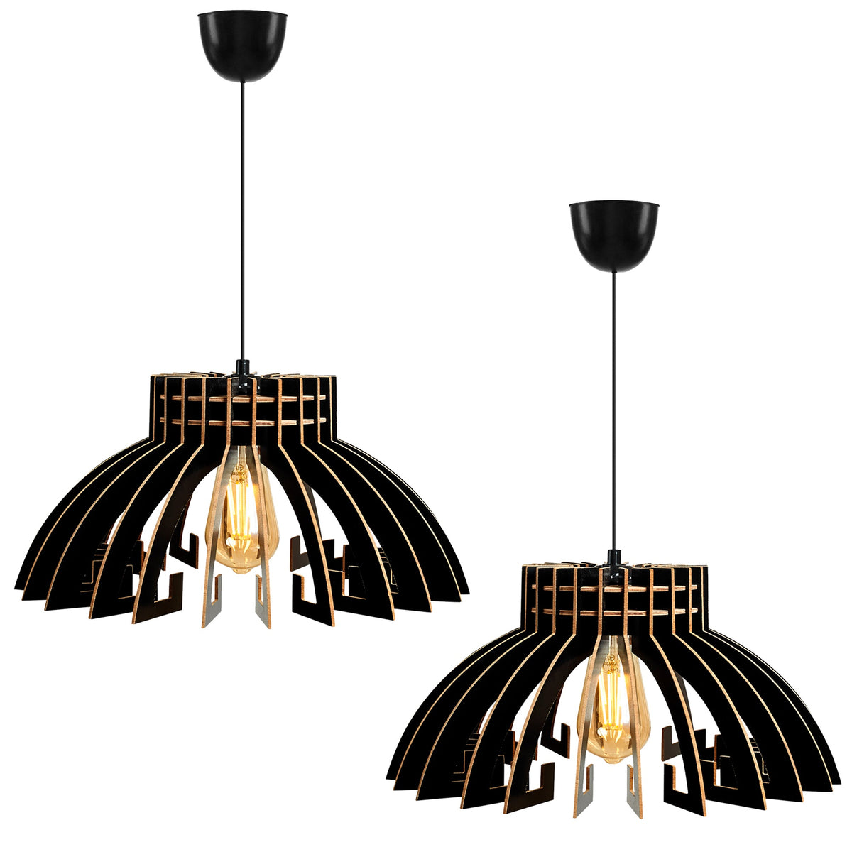 2 lámparas techo cúpula 55cm negro colección Covadonga
