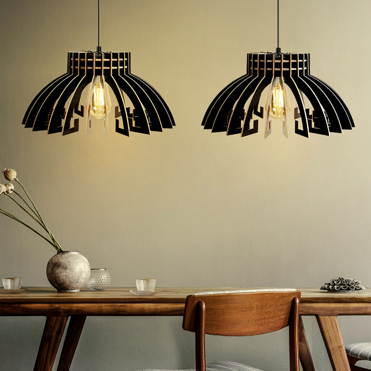 2 lámparas techo cúpula 55cm negro colección Covadonga (4)