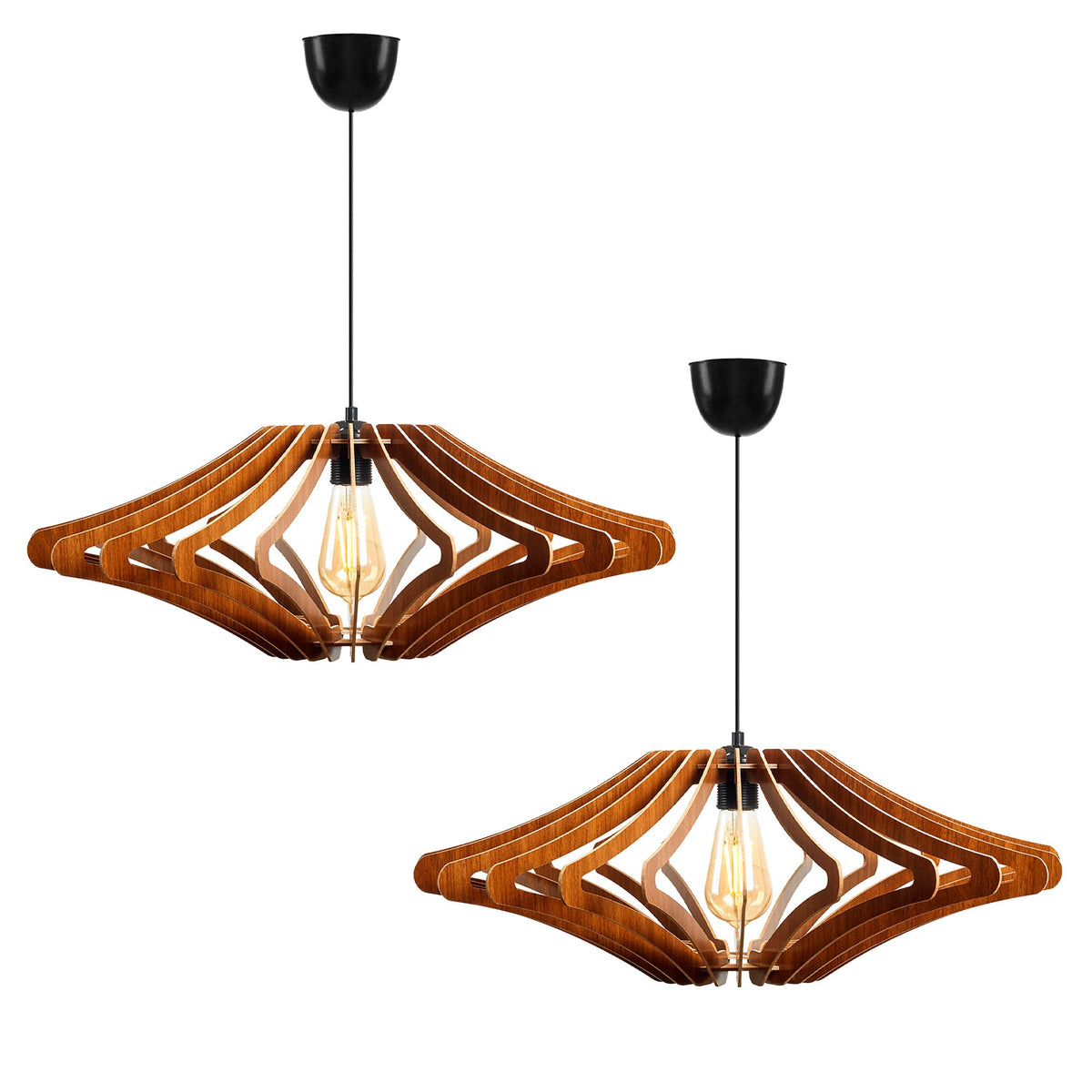 Set 2 lámparas de techo 55 cm nogal E27 max 60W col. Covadonga