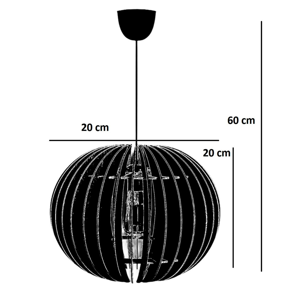 Lámpara de techo 60 cm negro casquillo E27 max 60W (3)
