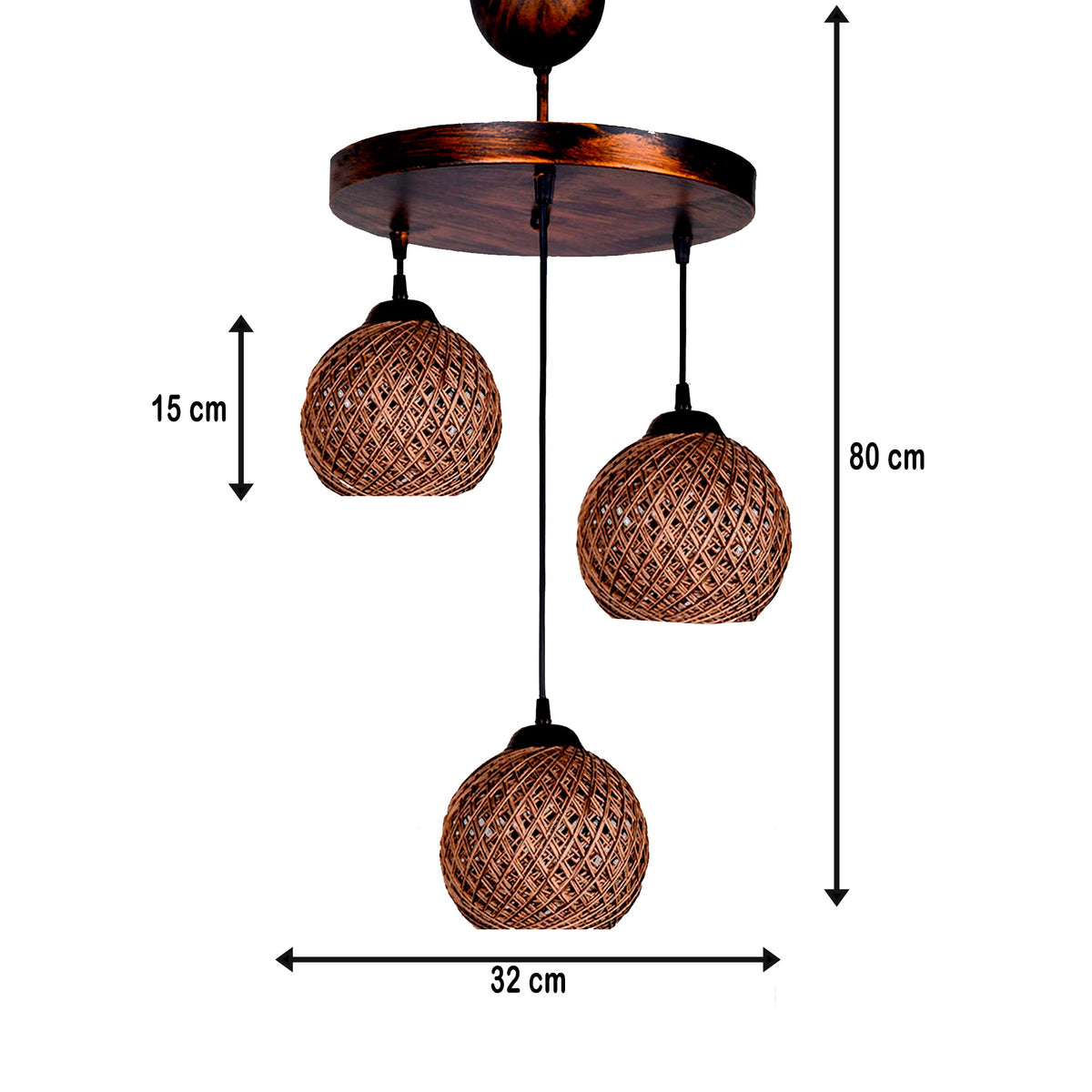 Lámpara de techo 80 cm beige 3xE27 Max 60W (3)