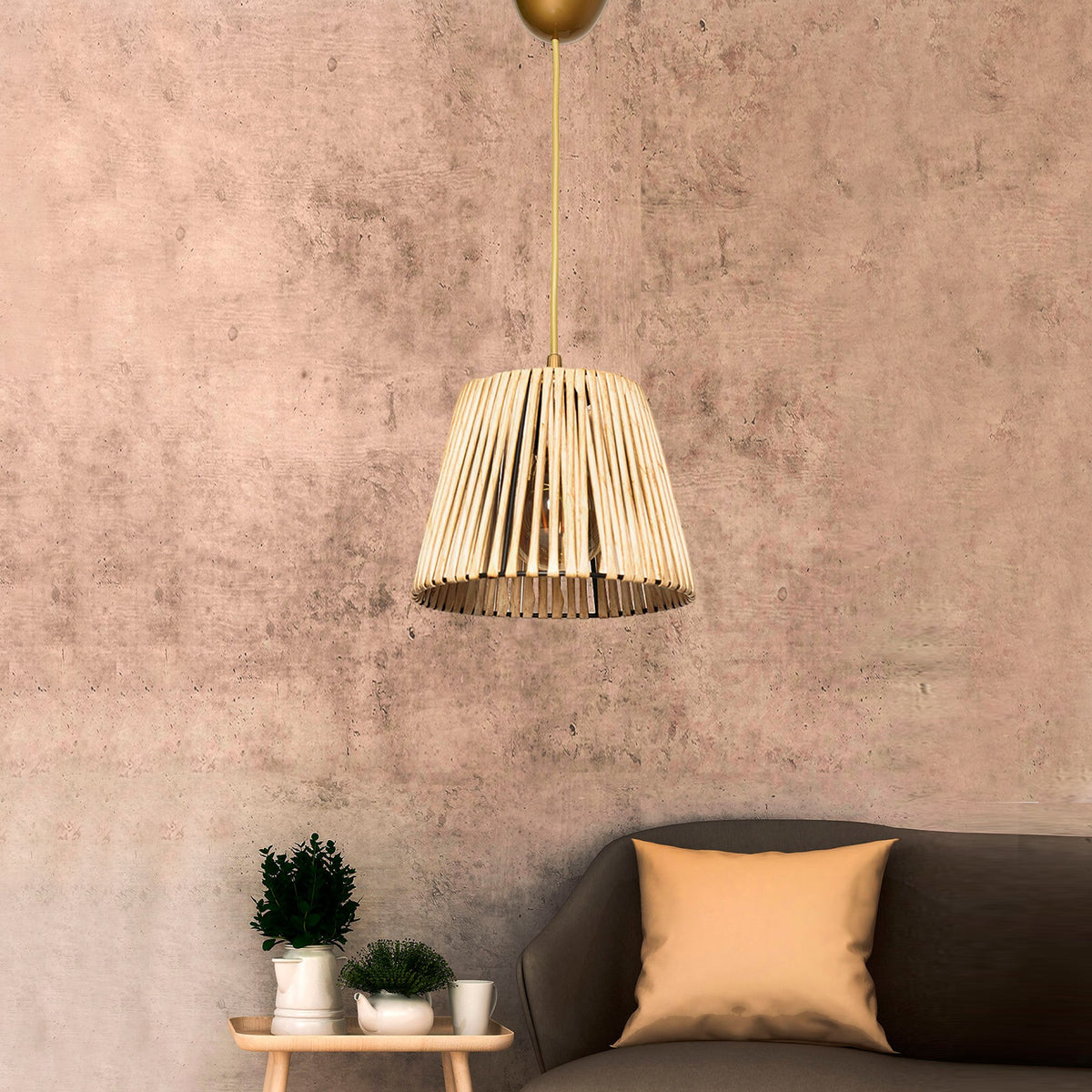 Lámpara de techo 75 cm natural rústica colección Ness E27 Max 60W (4)