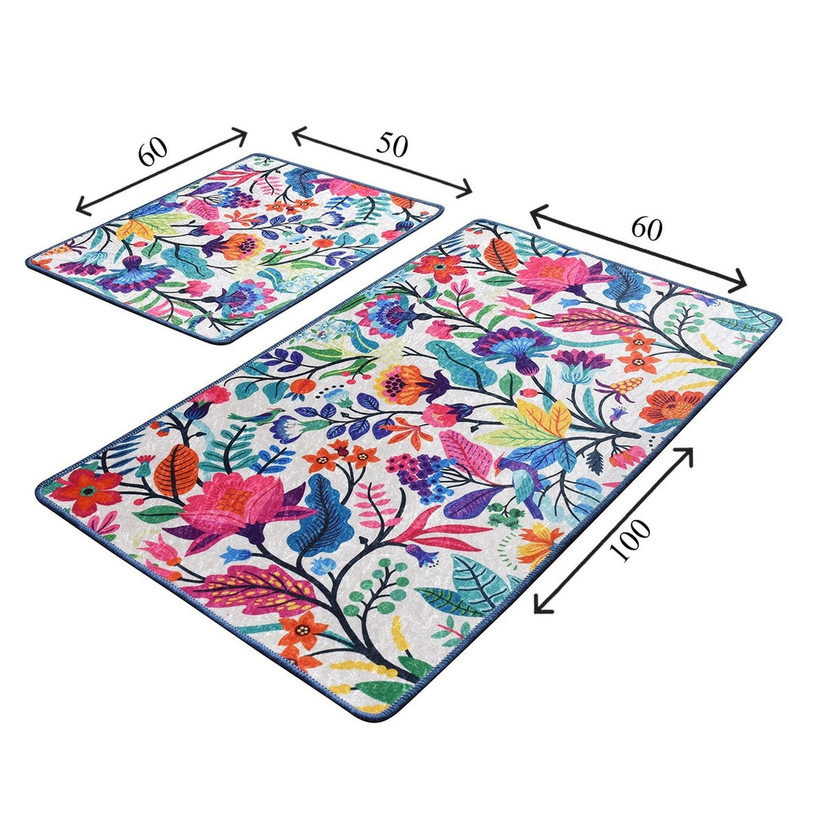 Set alfombras de baño 2 pzs flores de colores (2)