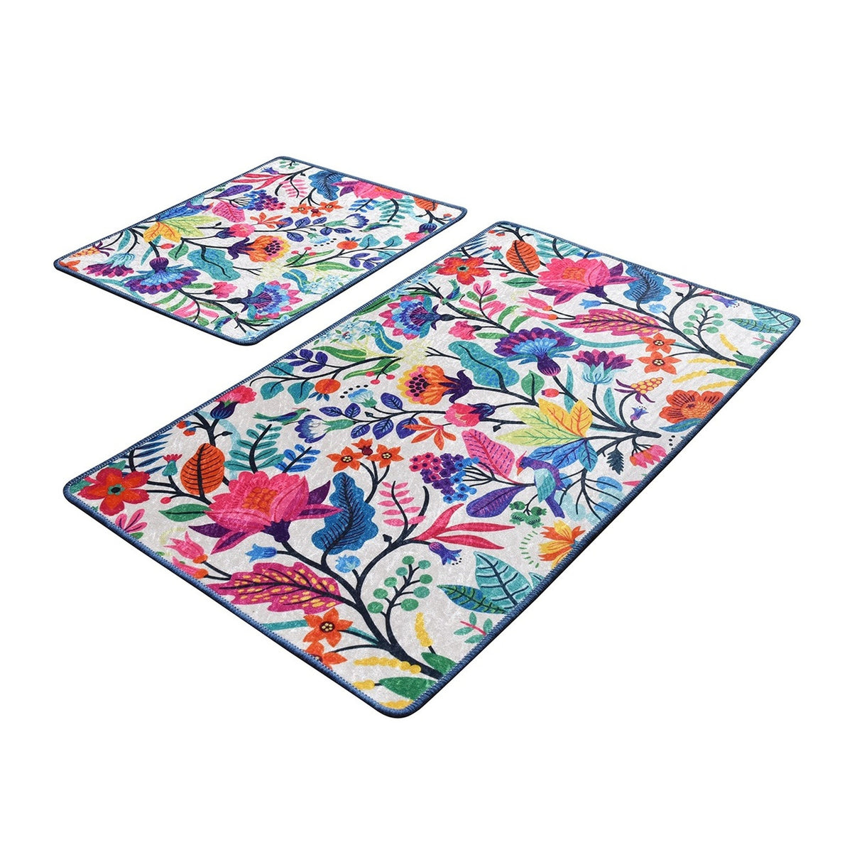 Set alfombras de baño 2 pzs flores de colores (3)