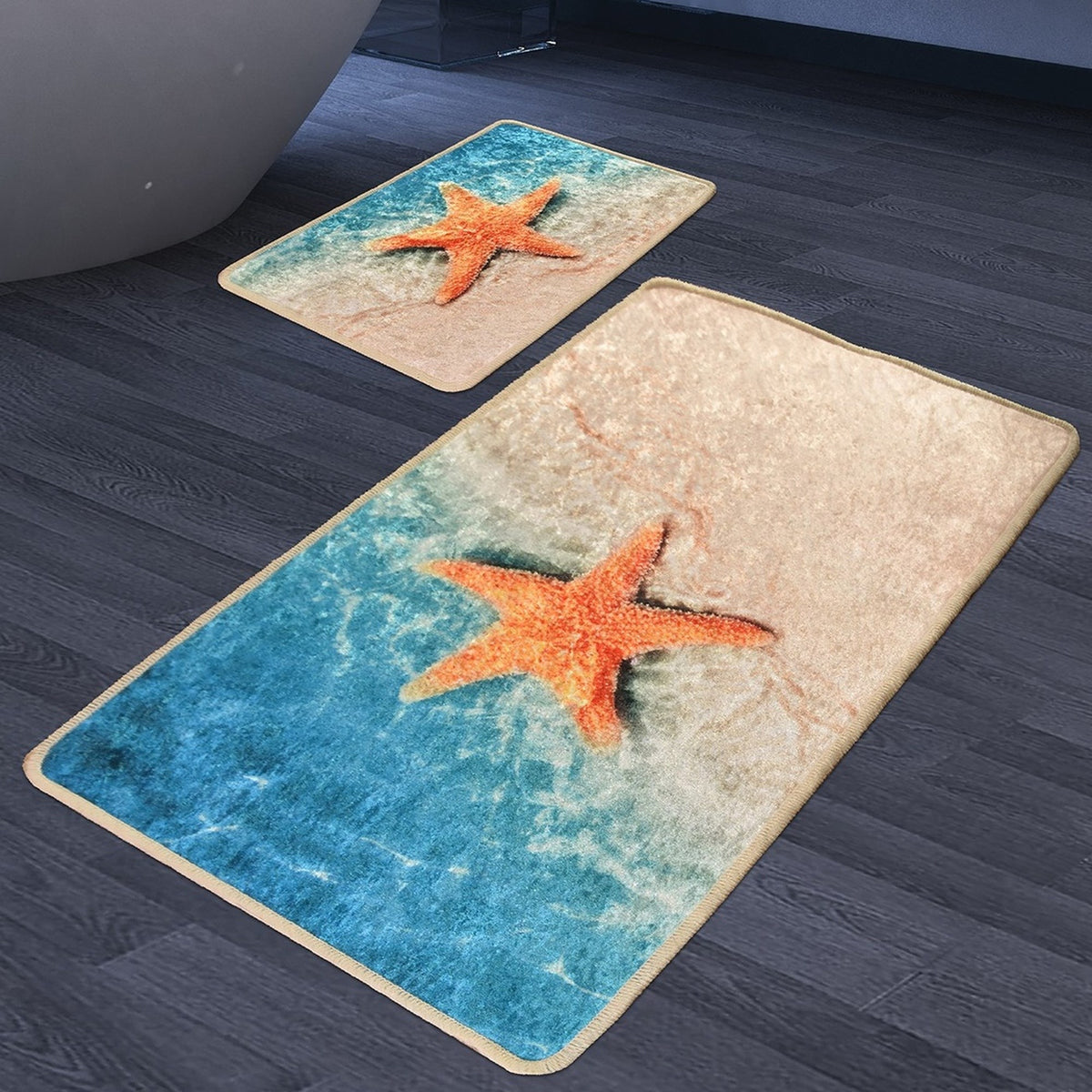 Set alfombras de baño 2 pzs estrella de mar (3)