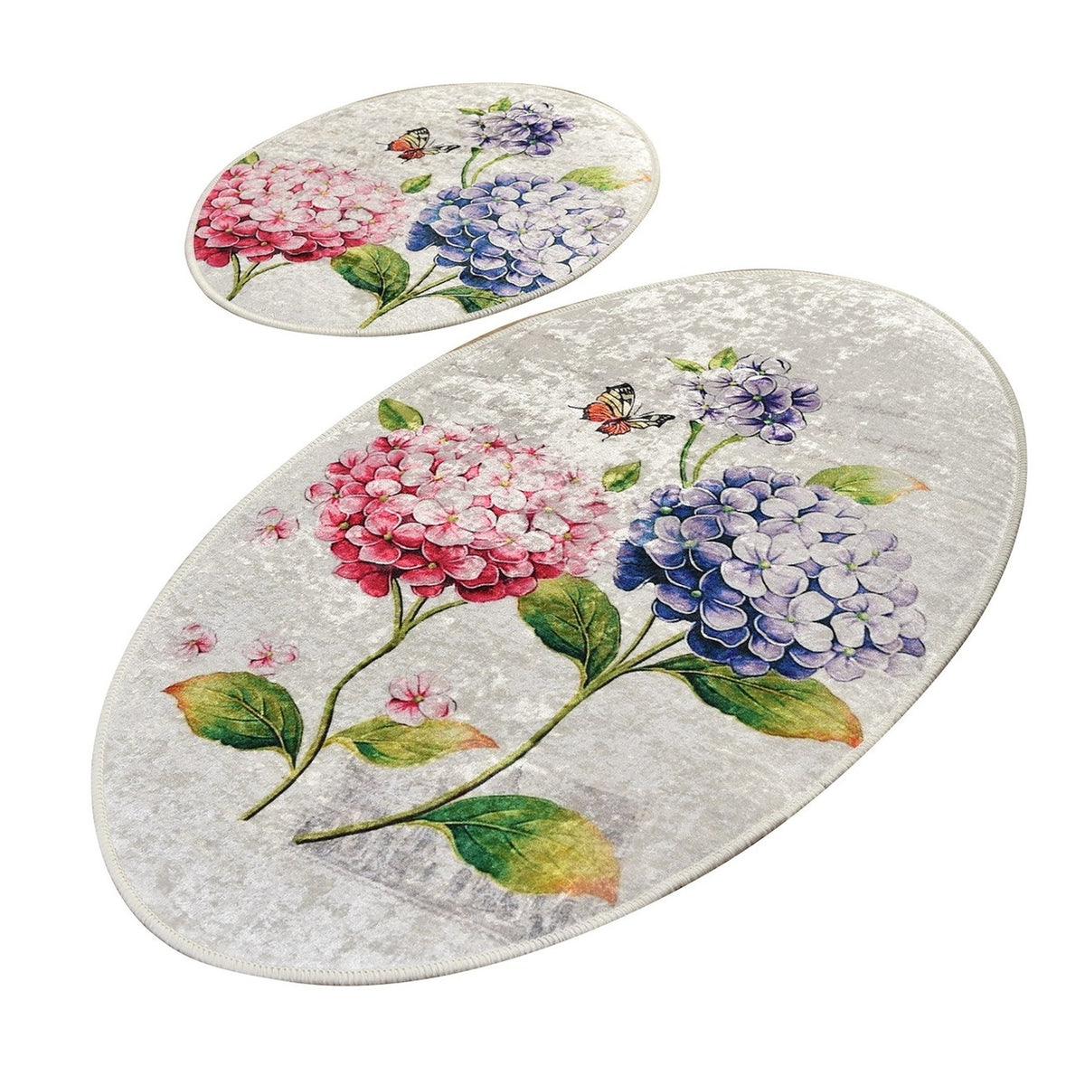 Set alfombras de baño 2 pzs flores rosa y lila