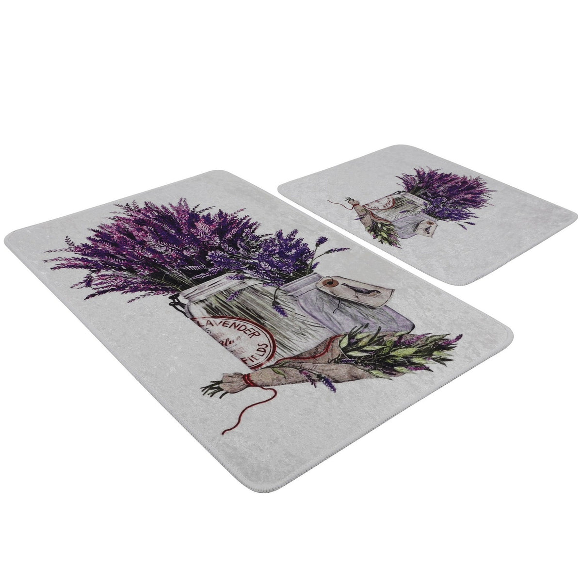 Set alfombras de baño 2 pzs flores lila