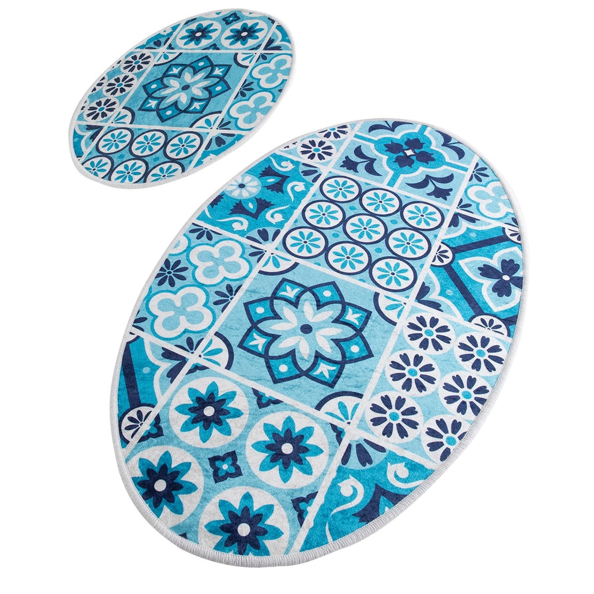 Set alfombras de baño 2 pzs mosaico azul