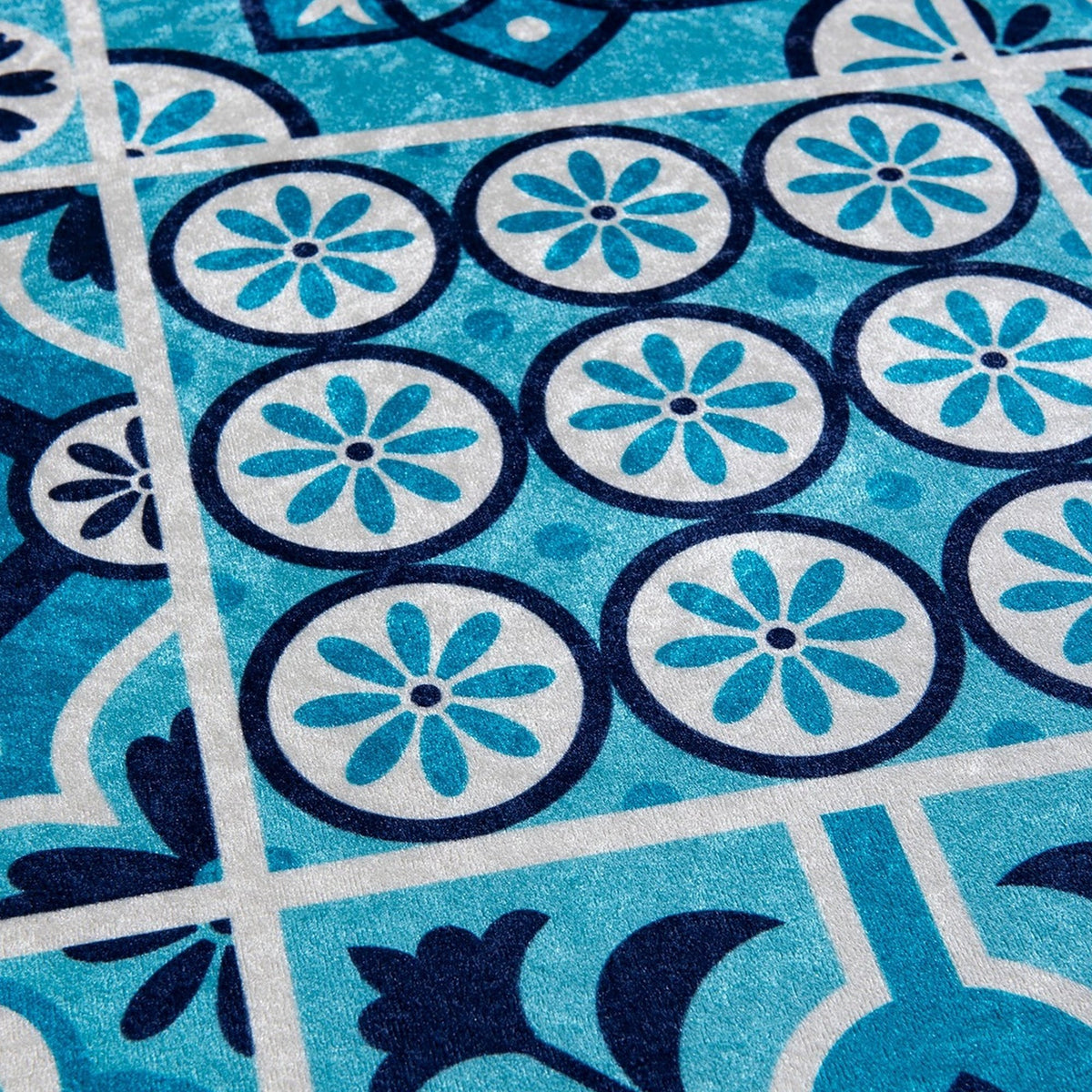 Set alfombras de baño 2 pzs mosaico azul (4)