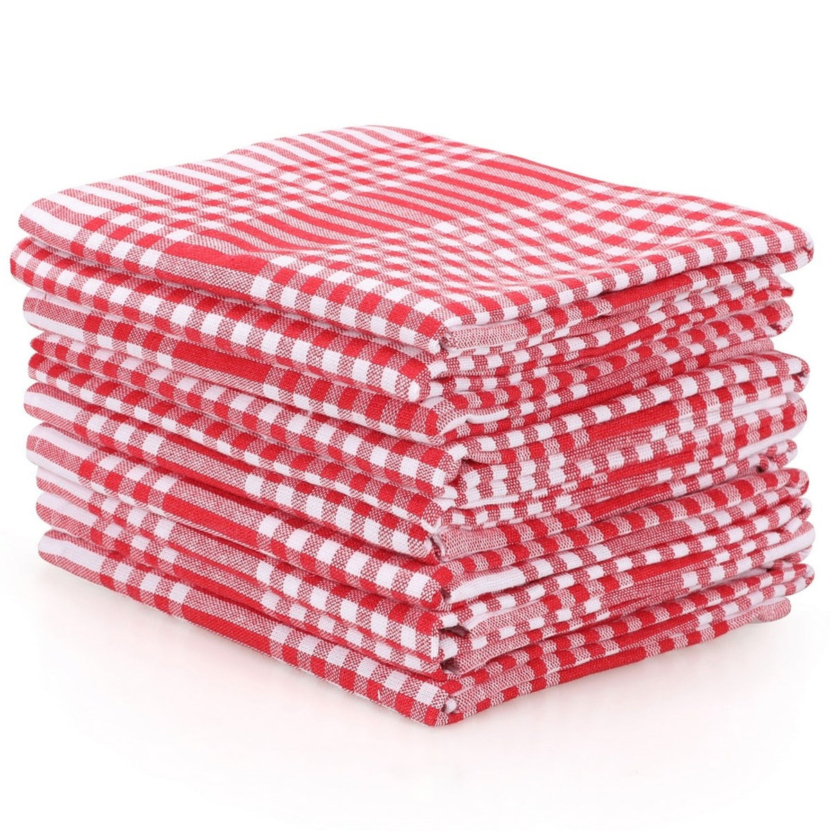 Set paños de cocina 10 pzs rojo claro y blanco