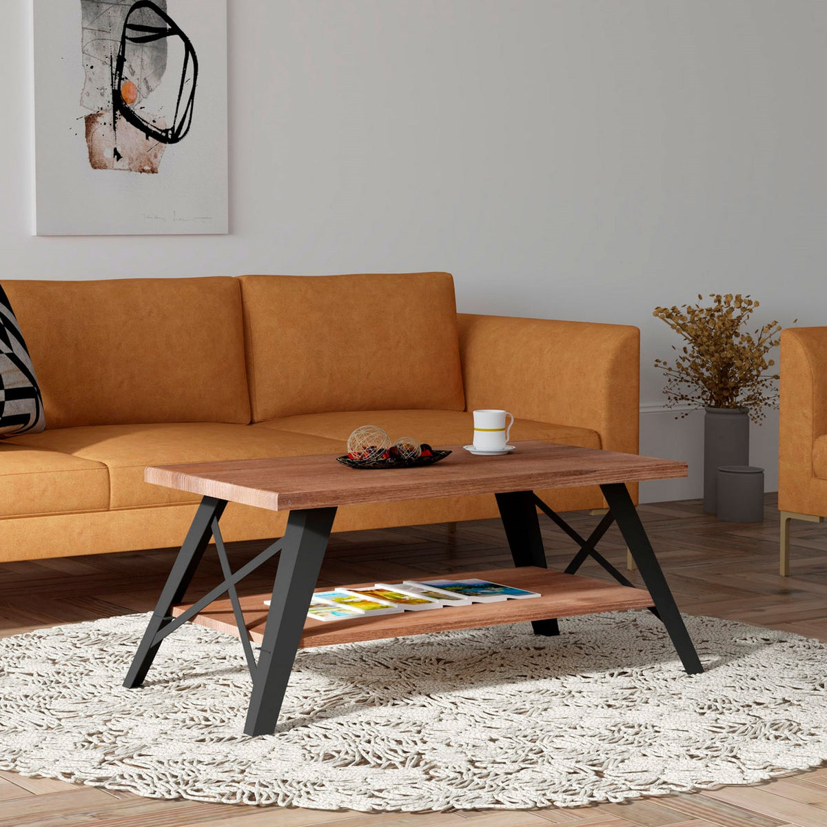Mesa de centro multifuncional 2 niveles 98x43x50cm (4)
