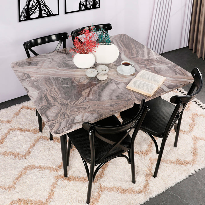 Mesa de comedor cuadrada melamina y metal extensible 100x75 cm
