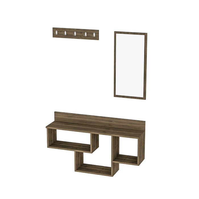 Aparador de pared con espejo nogal 120x28x67 cm