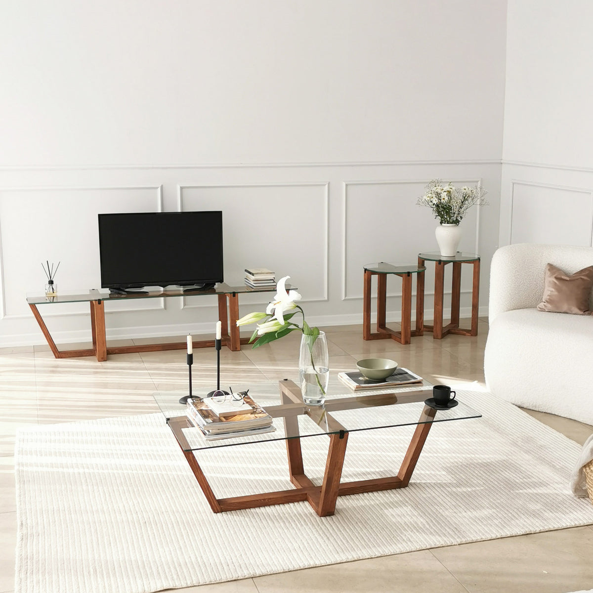 Mesa de centro vidrio templado y melamina nogal 105x65x35cm (8)