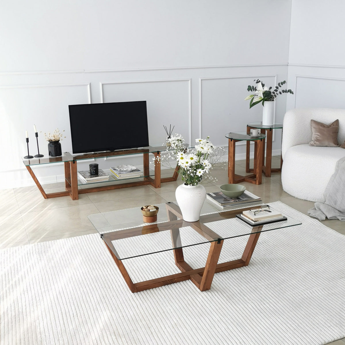 Mesa de centro vidrio templado y melamina nogal 105x65x35cm (9)