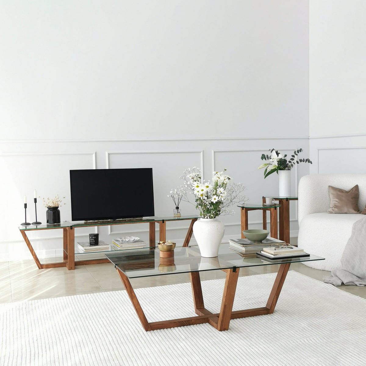 Mesa de centro vidrio templado y melamina nogal 105x65x35cm (10)