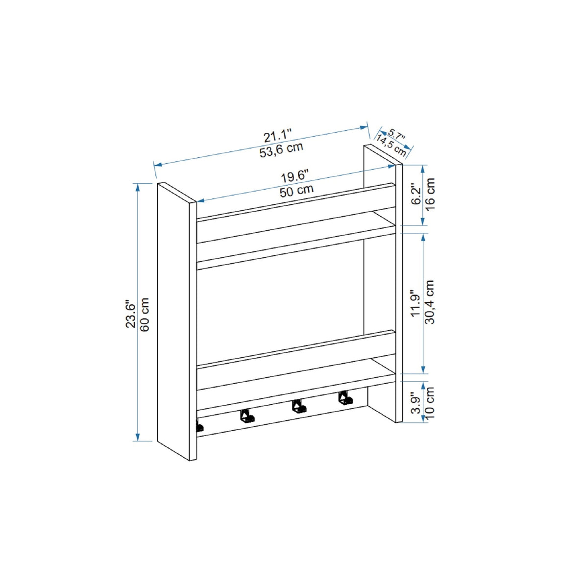 Estantería de pared nogal claro 60x53x14 cm (2)