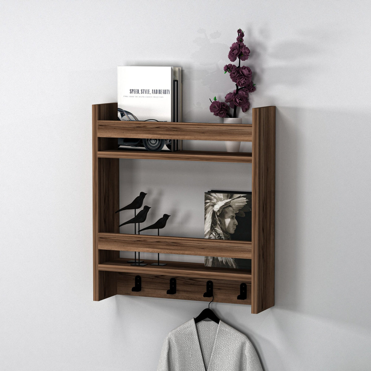Estantería de pared nogal claro 60x53x14 cm (5)
